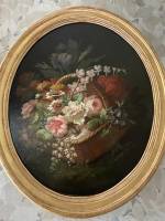 Tableau, huile sur toile. Bouquet de fleurs